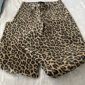 Leopard Print Flare & Wide Leg Jeans